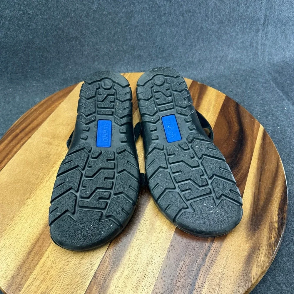 Alpro Birkenstock T Strap Sandals Slides Black Patent Leather Size 40 Women's 9